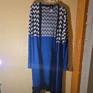 Blue and Black Chevron Cardigan